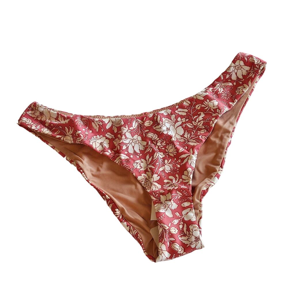 J Crew Curved-waist Cheeky Bikini Bottom Pink‎ Floral Women's Medium Swim Beach